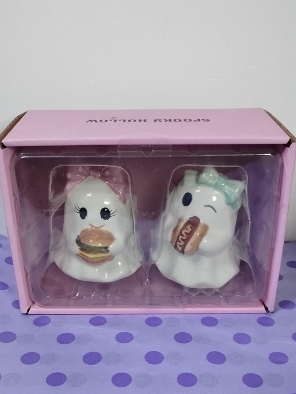 Spooky Hollow Ghost Girls Salt and Pepper Shakers Summerween Ghosties Set
